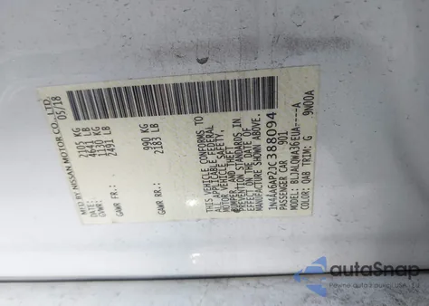 2018 Nissan Maxima 3.5 S from USA, damaged, VIN 1N4AA6AP2JC388094